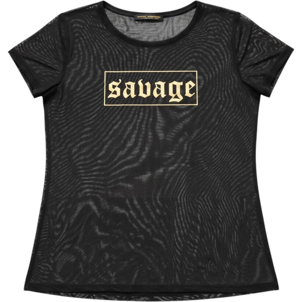 Raggs II Riches Black Mesh Savage Graphic Tee Gold Old English Streetwear Top L